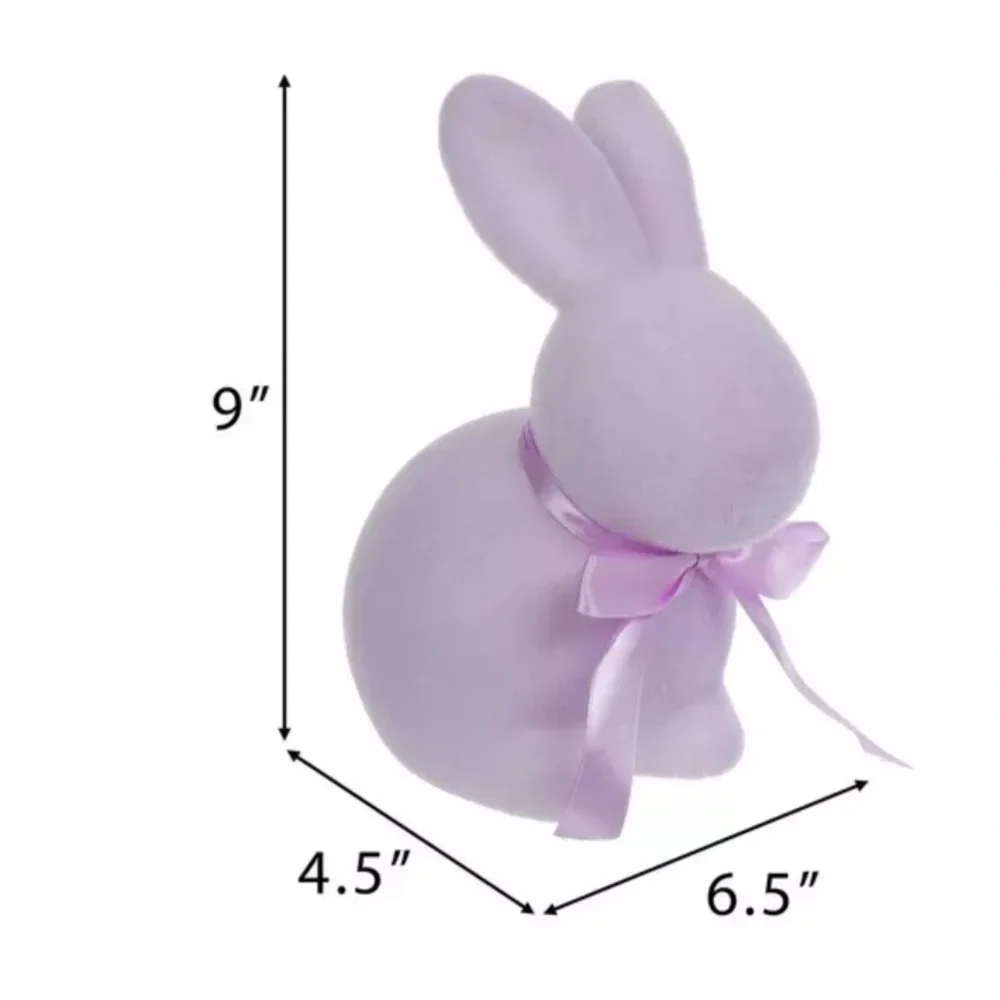 New! Spring 2026 Purple Sitting Flocked Bunny Figurine by Hobby Lobby